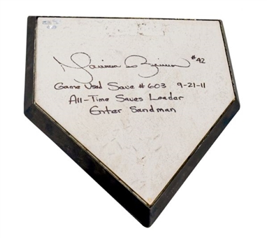 2011 New York Yankee Bullpen Home Plate From Yankee Stadium – Signed by Mariano Rivera and Used during his 603rd Career Save(MLB Auth)    